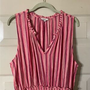 Rails Loulou Pink Striped Sleeveless V-Neck Maxi Dress